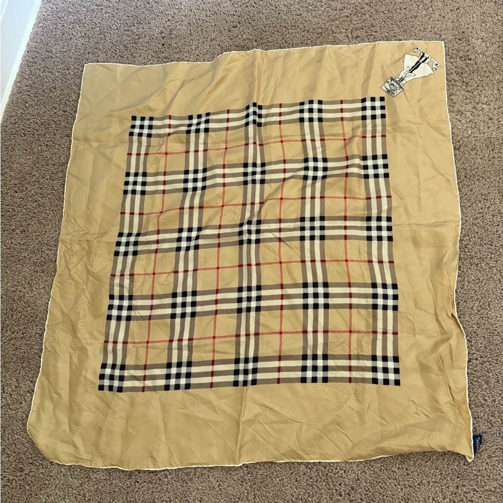 Burberry Classic Beige Plaid Silk Scarf